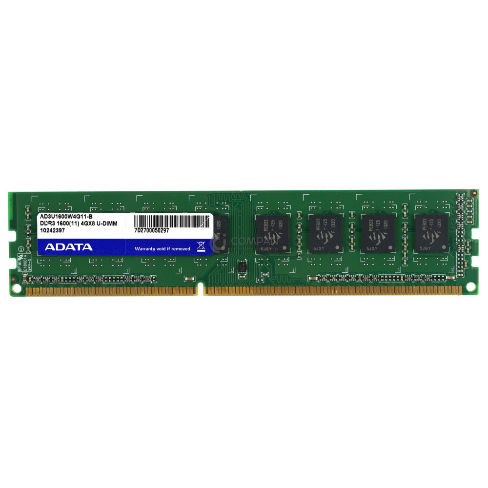 AD3U1600W4G11-B ADATA MEMORY 4GB PC3-12800 NON ECC DDR3-1600MHZ 4GX8 U-DIMM AD3U1600W4G11-B - -